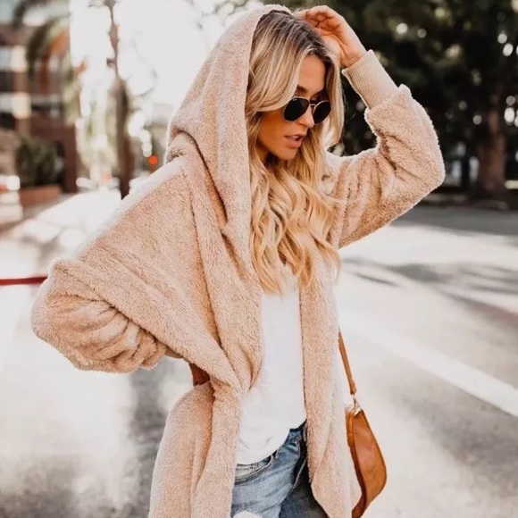 Restocked! Cozy Teddy Bear Hooded Knit Cardigan - Picture 5 of 8